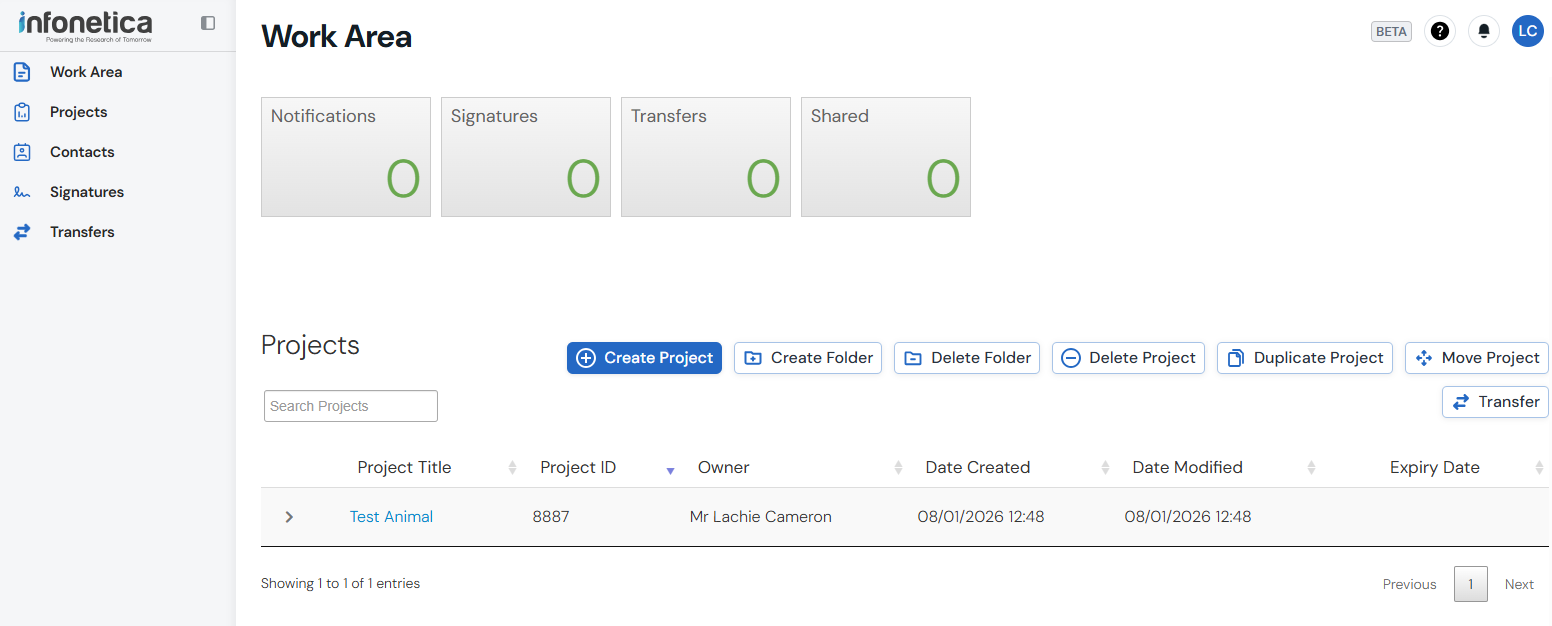 An image of the new ERM Work Area